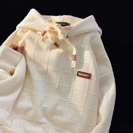 Retro Solid Color Hooded Knitted Men's Simple Jacket